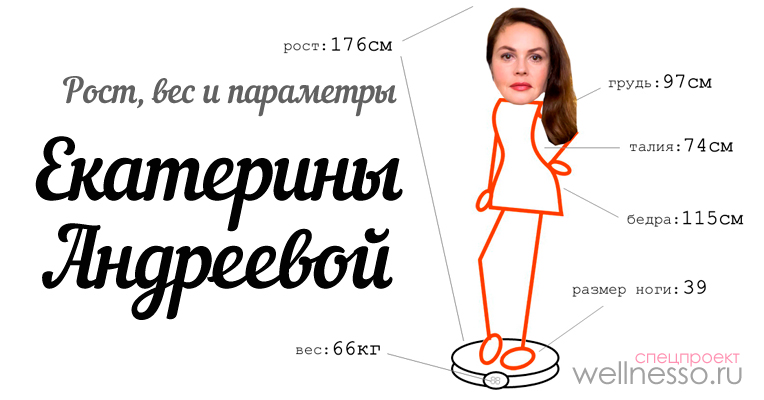 Рост, вес и параметры фигуры телеведущей Екатерины Андреевой Параметры звезд