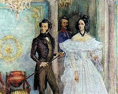 Александр Пушкин и его жена Наталья Гончарова