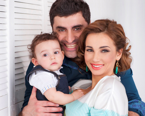 Анфиса Чехова с мужем и сыном
